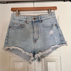 H&M Divided Light Wash Denim Shorts with Frayed Hem